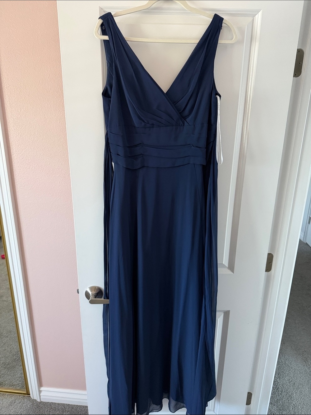 Sleeveless Navy V-Neck Maxi Dress